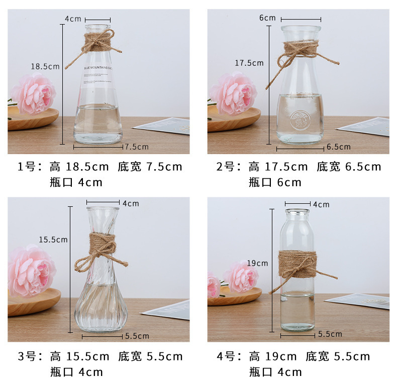Transparent ins glass vases, Nordic fresh and clean living room decoration small vases, rattan volatile aromatherapy bottles wholesale pic 7