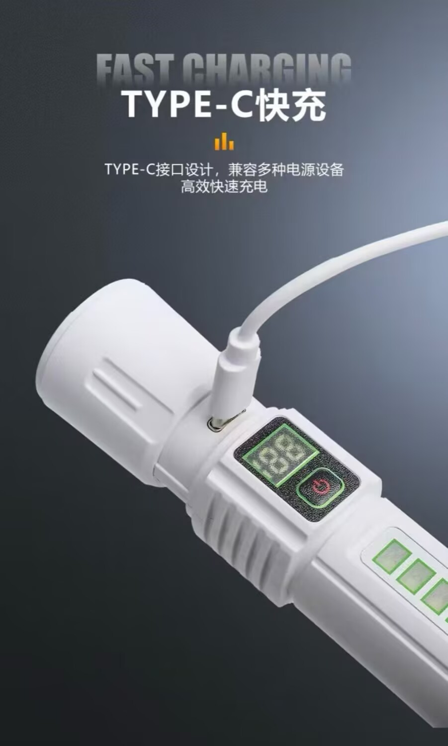 Smart hook-type high-intensity zoom flashlight, a multi-functional portable outdoor emergency lighting flashlight pic 4