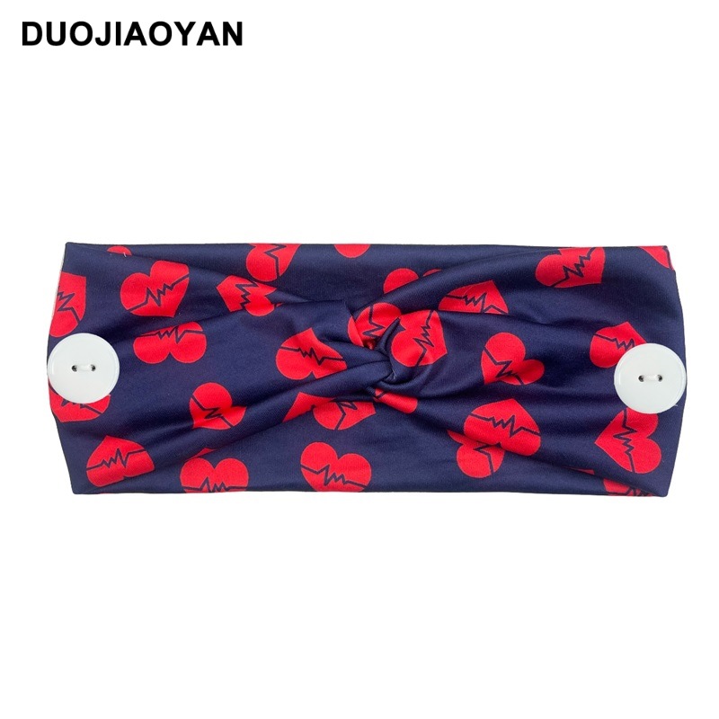 New European and American medical headband, anti-strangling button mask, headscarf, cross stretch printed wide tie headband, medical headscarf pic 27