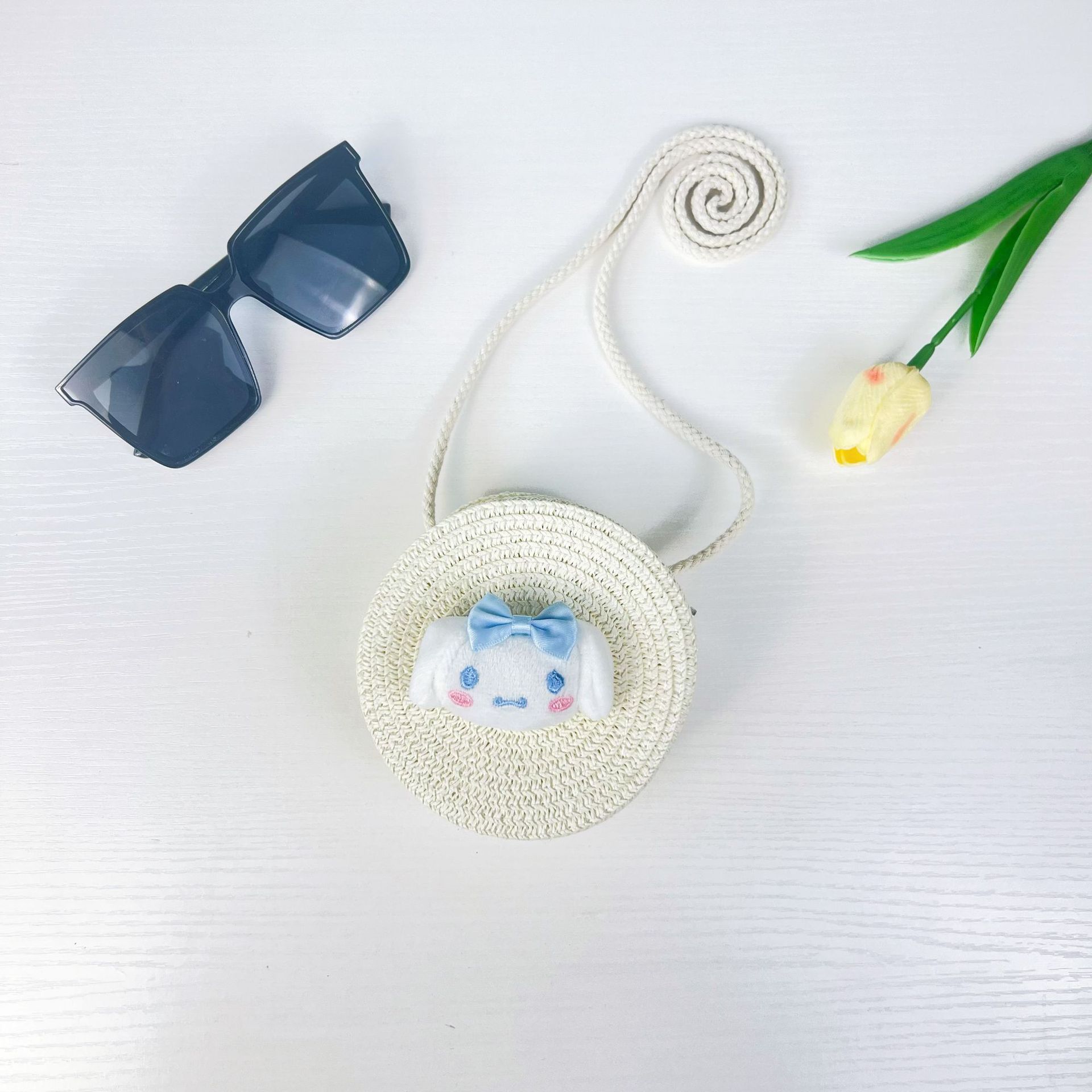 儿童手工编织包包可爱卡通猫草编小包男女童小圆包宝宝零钱包批发详情25