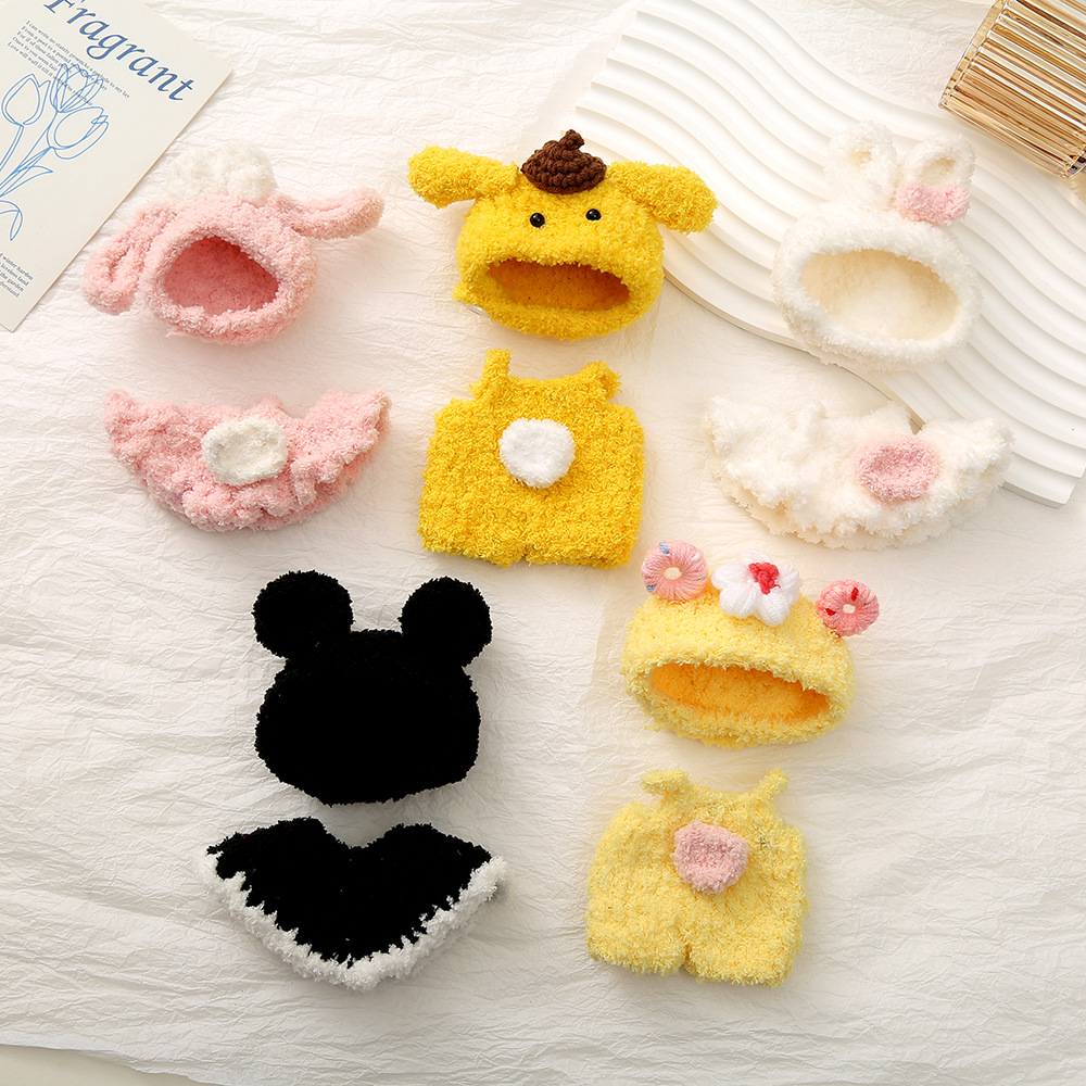 卡通毛茸茸迷你公仔服饰创意手工玩偶小娃衣软糯可爱换装头套配饰详情2