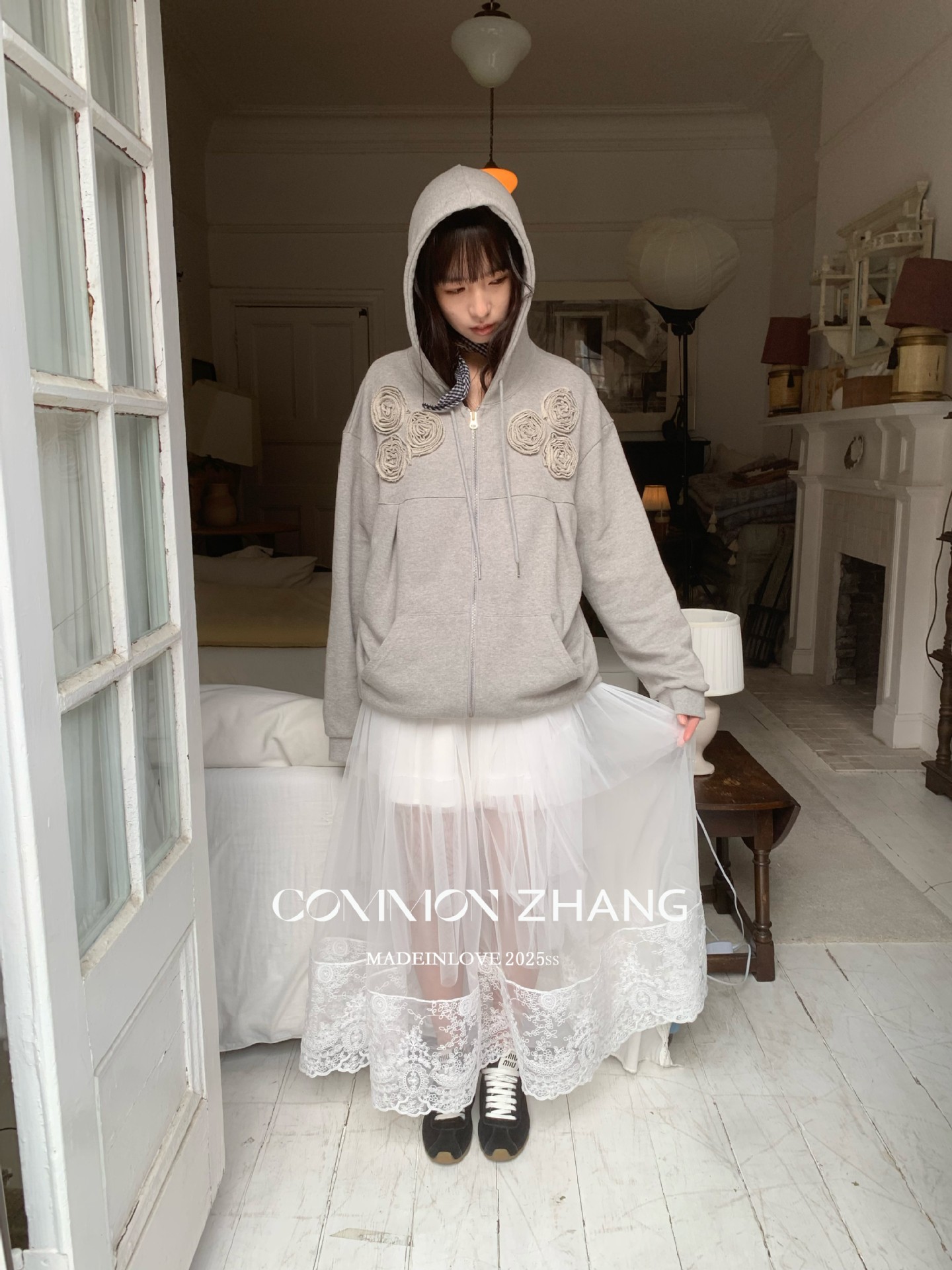 CZ ZHANG韩版网纱蕾丝拼接层次感微透高腰显瘦a字半身裙女B12103详情28