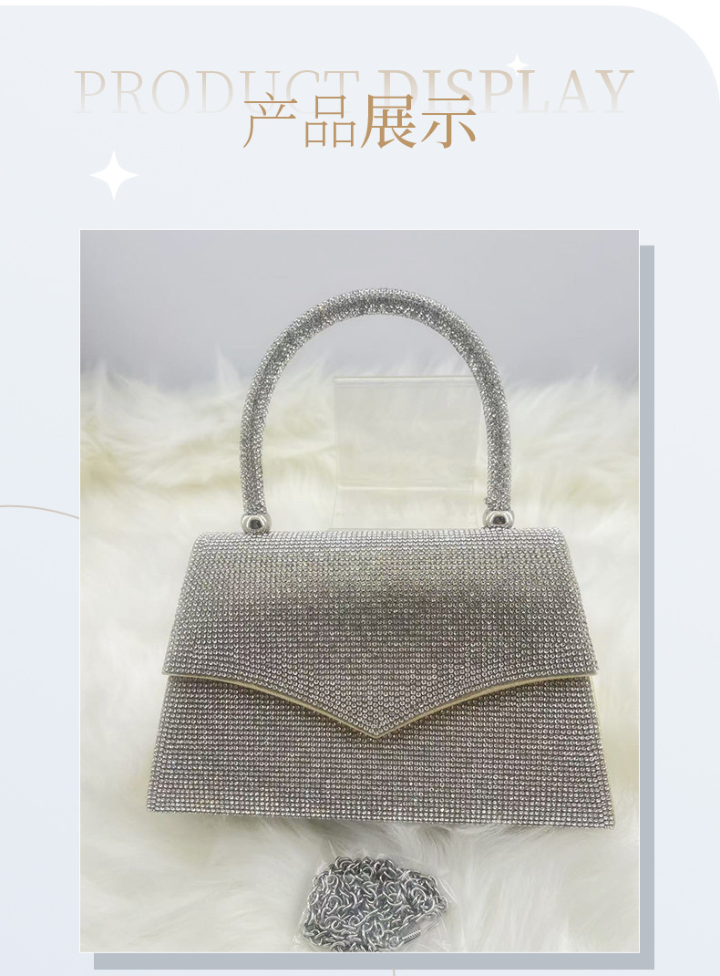 新款欧美时尚复古满钻链条小方包晚宴镶钻手提包斜挎包现货批发详情7