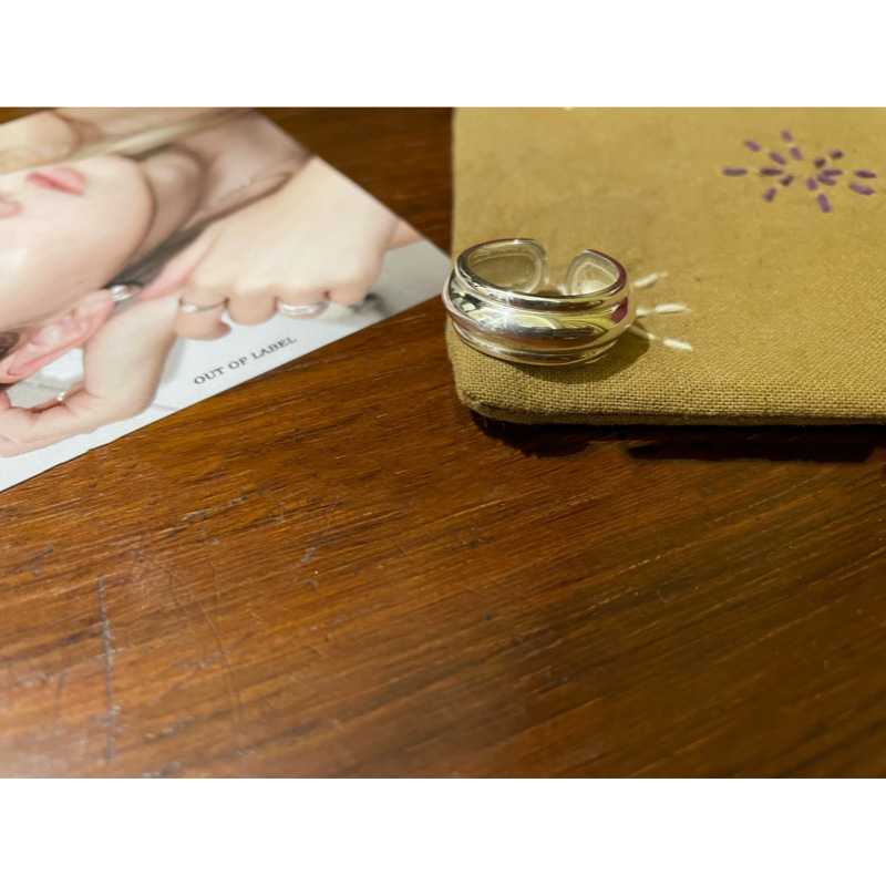 韩国博主label happyrim同款戒指女小众设计亮银色叠戴开口情侣戒详情3