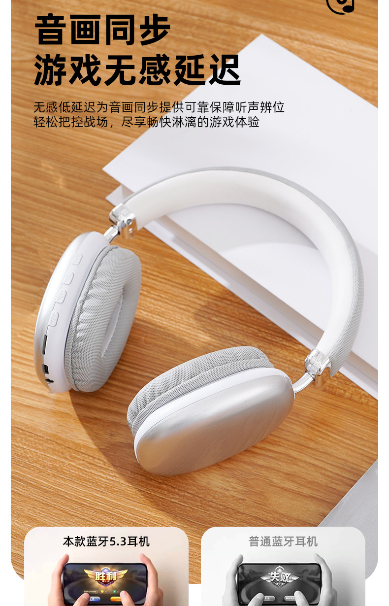 Selected cross-border best-selling over-ear wireless Bluetooth headphones with ultra-long battery life, Apple compatible, factory direct sales pic 6