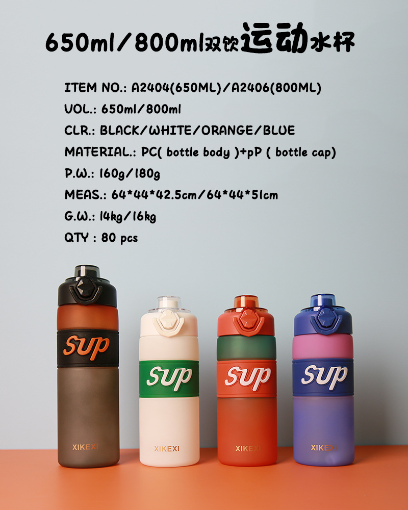 跨境外贸新款渐变色直饮大容量水杯夏男女户外便捷太空杯运动水壶详情1