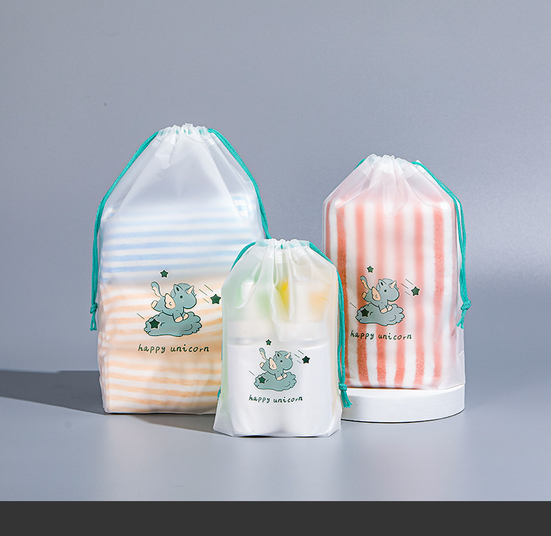 Unicorn frosted drawstring bag, towel and sock plastic packaging bag, PE thickened drawstring bag, underwear packaging drawstring bag pic 26