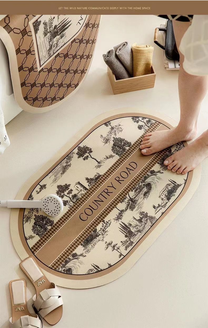 北欧风硅藻泥软地垫卫生间吸水防滑脚垫入户门地毯几何条纹地垫详情4