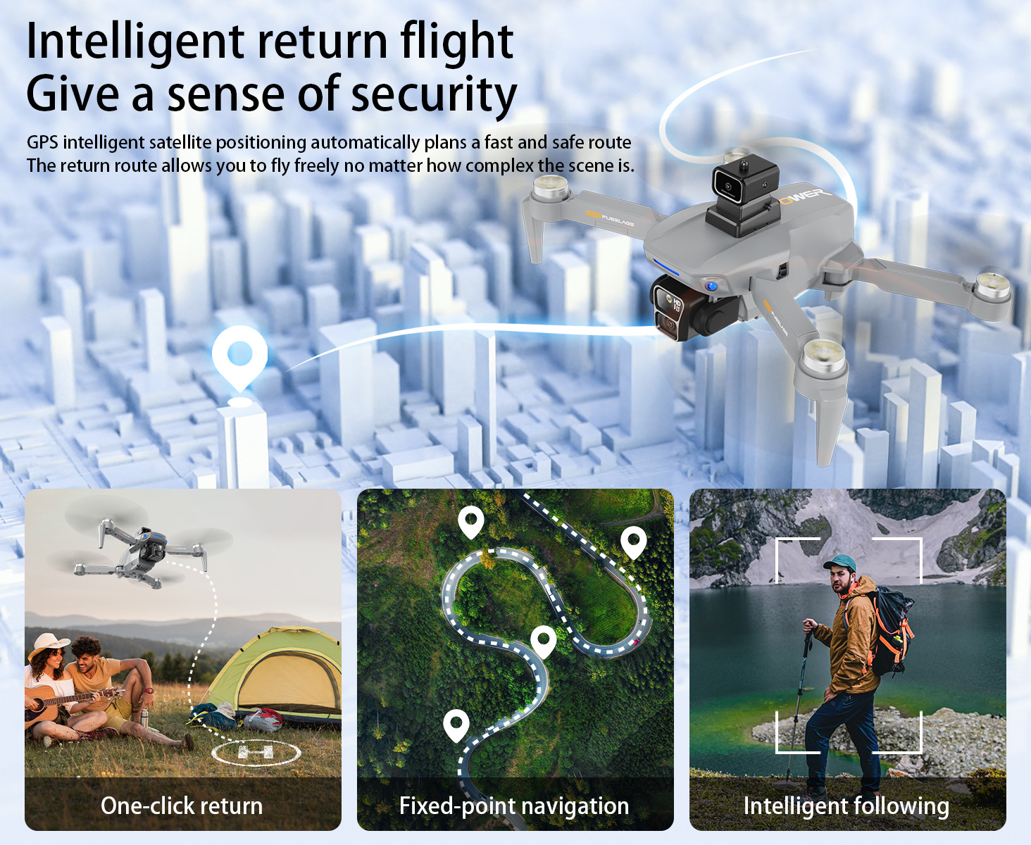 触摸屏遥控器B8S无人机GPS返航无刷光流悬停四轴飞行器跨境飞机详情6