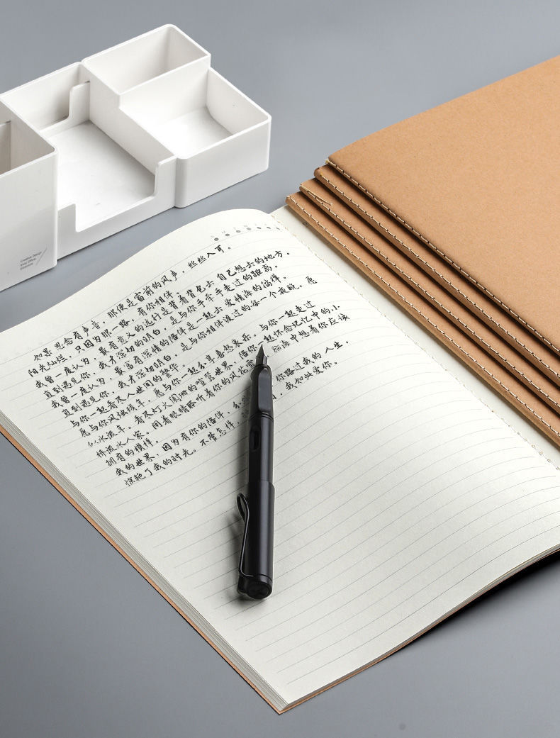 b5 notebook, white cover, simple student notebook, kraft paper, sewing line notebook, notepad, exercise book, blank horizontal line grid pic 15