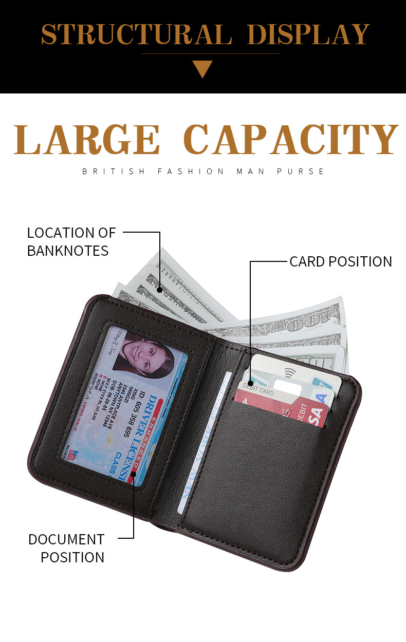 竖款男士钱包男超薄小钱包证件皮套男款美金夹迷你小钱包男式卡包详情8