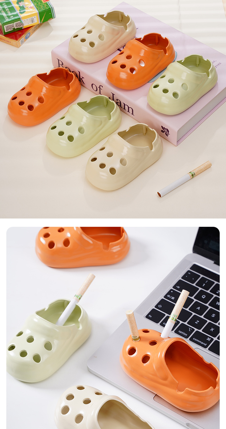 新款创意洞洞鞋烟灰缸办公室家用客厅桌面烟缸潮流网红洞洞鞋防飞详情6