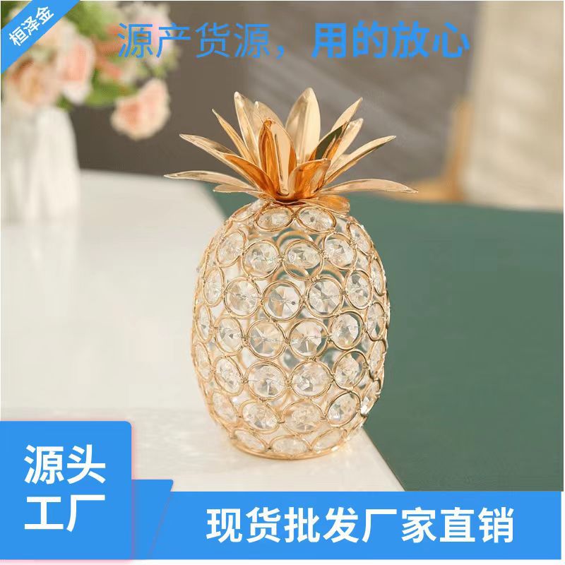 Hot-selling crystal fruit ornaments, creative apple and pineapple candlesticks, home decoration, the source factory of light luxury Nordic style pic 1