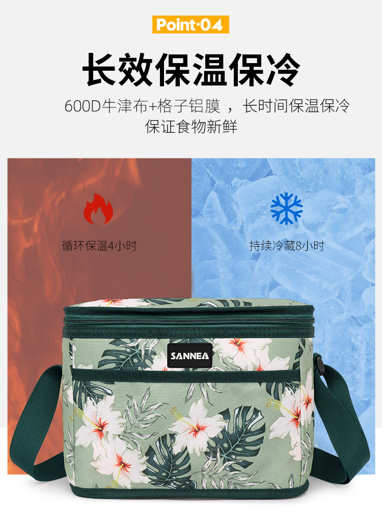 SAN Neng Cross-border thickened lunch bag, hand-held outdoor ice pack, new insulated bag, large capacity lunch box bag, picnic ice pack pic 8