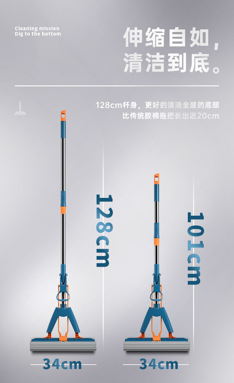 吸水拖把海绵免手洗家用干湿两用对折式懒人拖把大号吸水胶棉拖把详情9