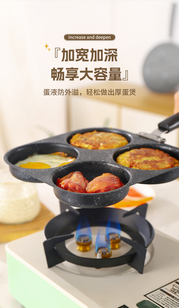 跨境电木柄小煎锅家用早餐荷包蛋煎饼锅不粘平底煎锅多孔模具煎锅详情9