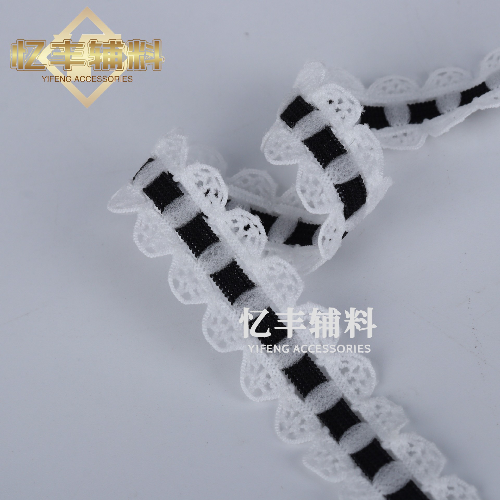 弹力蕾丝粉蓝清新花边橡筋褶带手工间色装饰玩偶镂空梯子格松紧带详情21