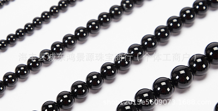 天然黑曜石散珠diy乌金黑曜石手链半成品纯黑7A黑曜石DIY隔珠饰品详情13