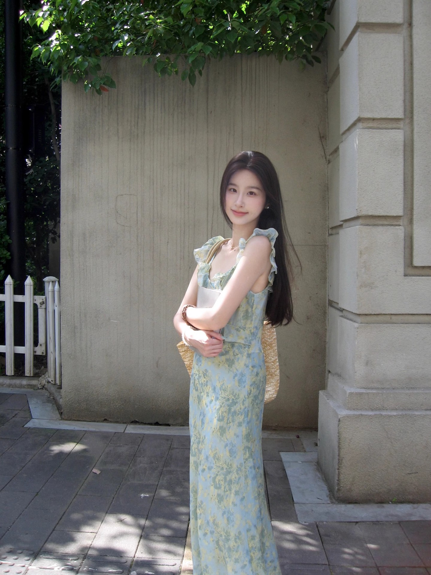 甜美小飞袖碎花裙温柔风连衣裙女夏季小众气质修身荷叶边a字长裙详情8