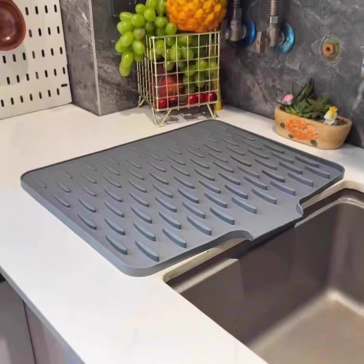 Silicone water-draining pad for countertop slope, kitchen heat-resistant and heat-insulating pot pad, thickened countertop pad, anti-slip cutting board fixing pad pic 7