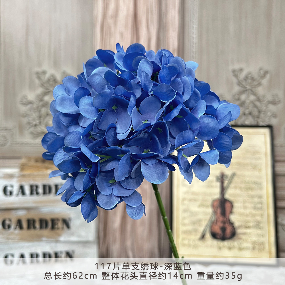 仿真117片单支绣球假花人造花成品婚庆用花地排造景花插花束摆件详情17