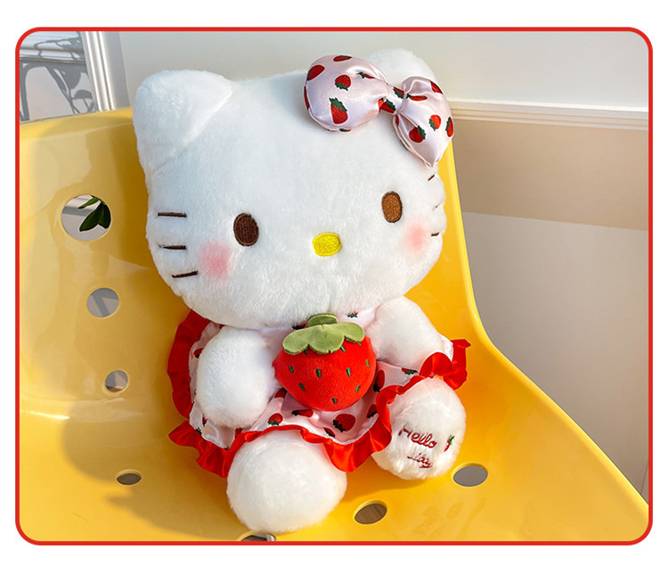 Wholesale of cute strawberry Hello Kitty dolls, plush toys, KT dolls, claw machine dolls, birthday gifts for girls pic 16