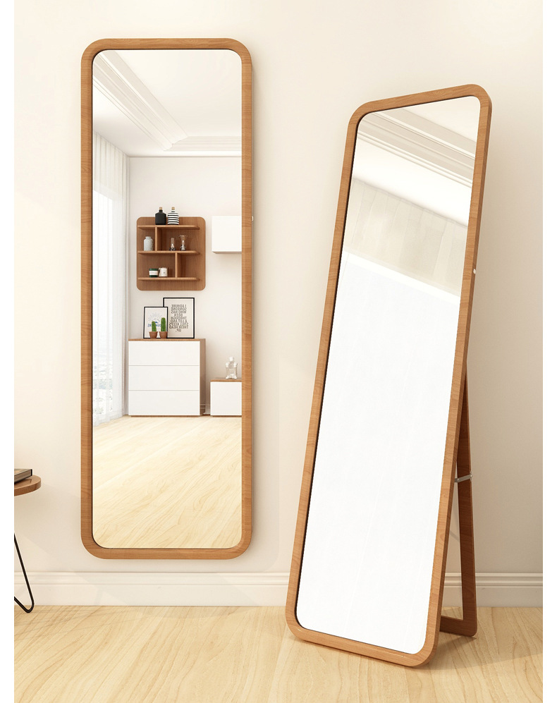 北欧实木穿衣镜卧室镜子全身镜壁挂家用贴墙试衣落地防爆高清镜子详情14