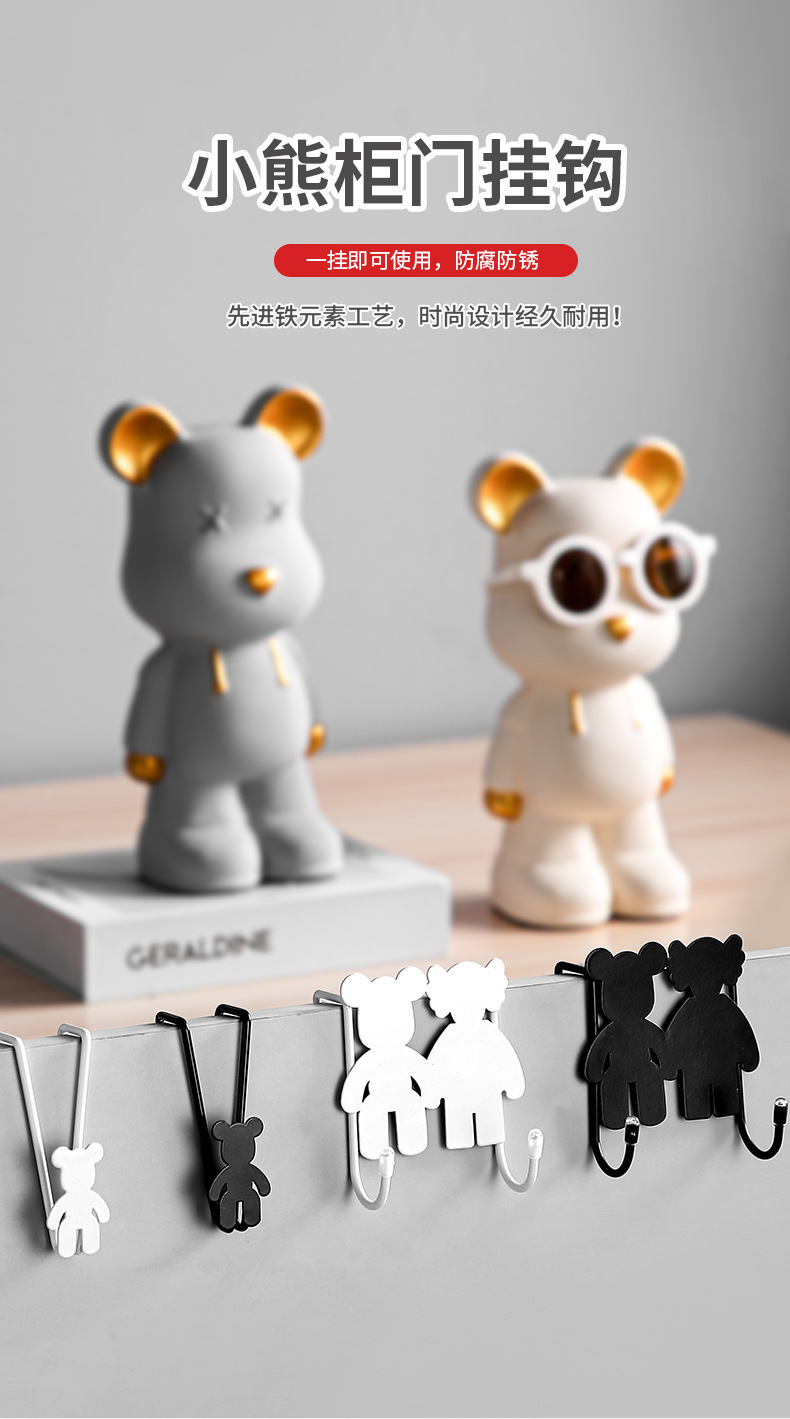 铁艺挂钩墙上浴室门后挂衣架壁挂创意挂钩入户进门玄关门后双钩详情2