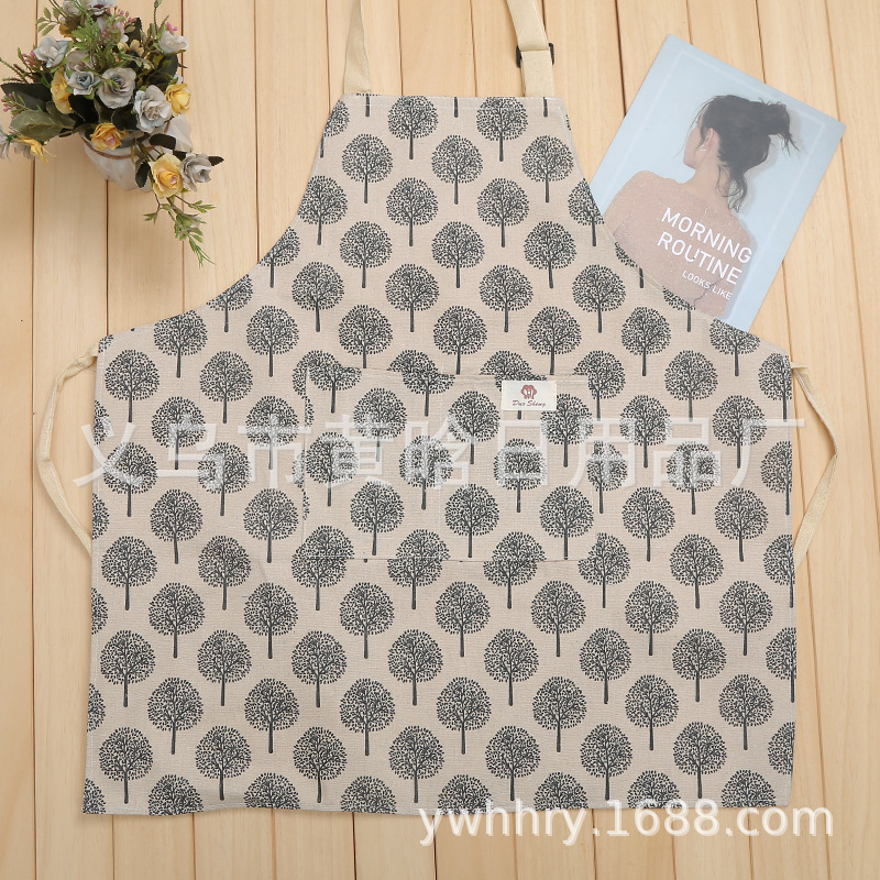 【 Chi Jia 】 Enlarged waterproof linen printed apron, widened adjustable straps, cross-border e-commerce for foreign trade export pic 6