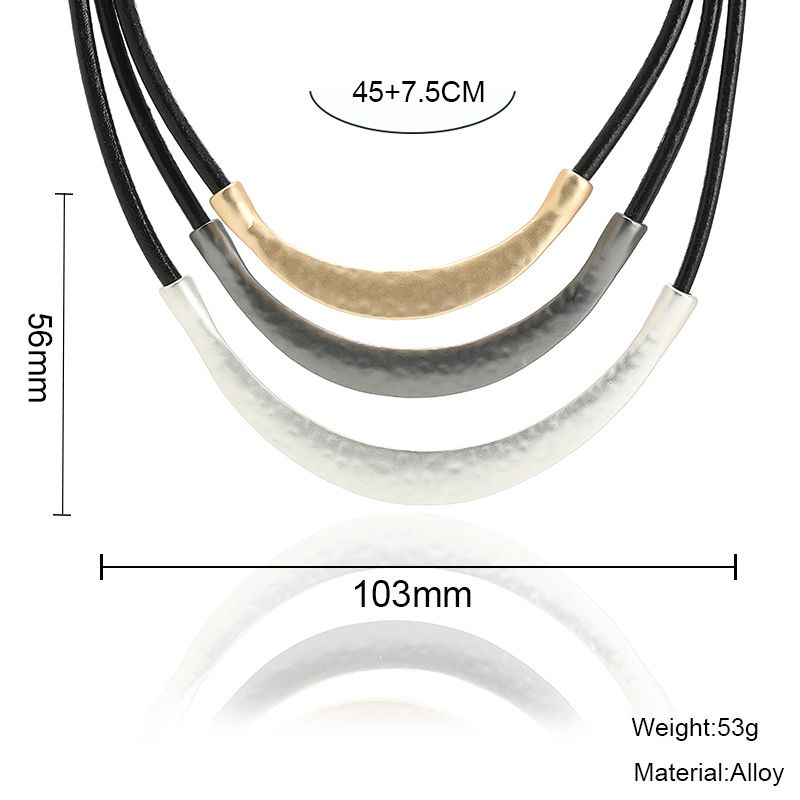 跨境亚马逊新品复古欧美简约多层女高级感ins风精致锁骨链短项链详情4