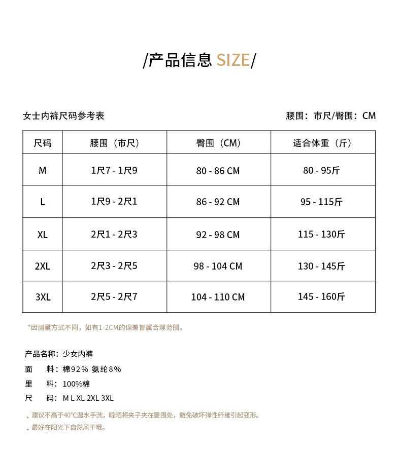 新品上新净版女士内裤7A纯棉抑菌底裆优质好棉舒适贴身不勒裆详情1