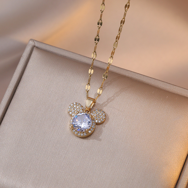 项链女日韩风时尚气质简约施家网红米家可爱趣味老鼠水晶锁骨链详情52