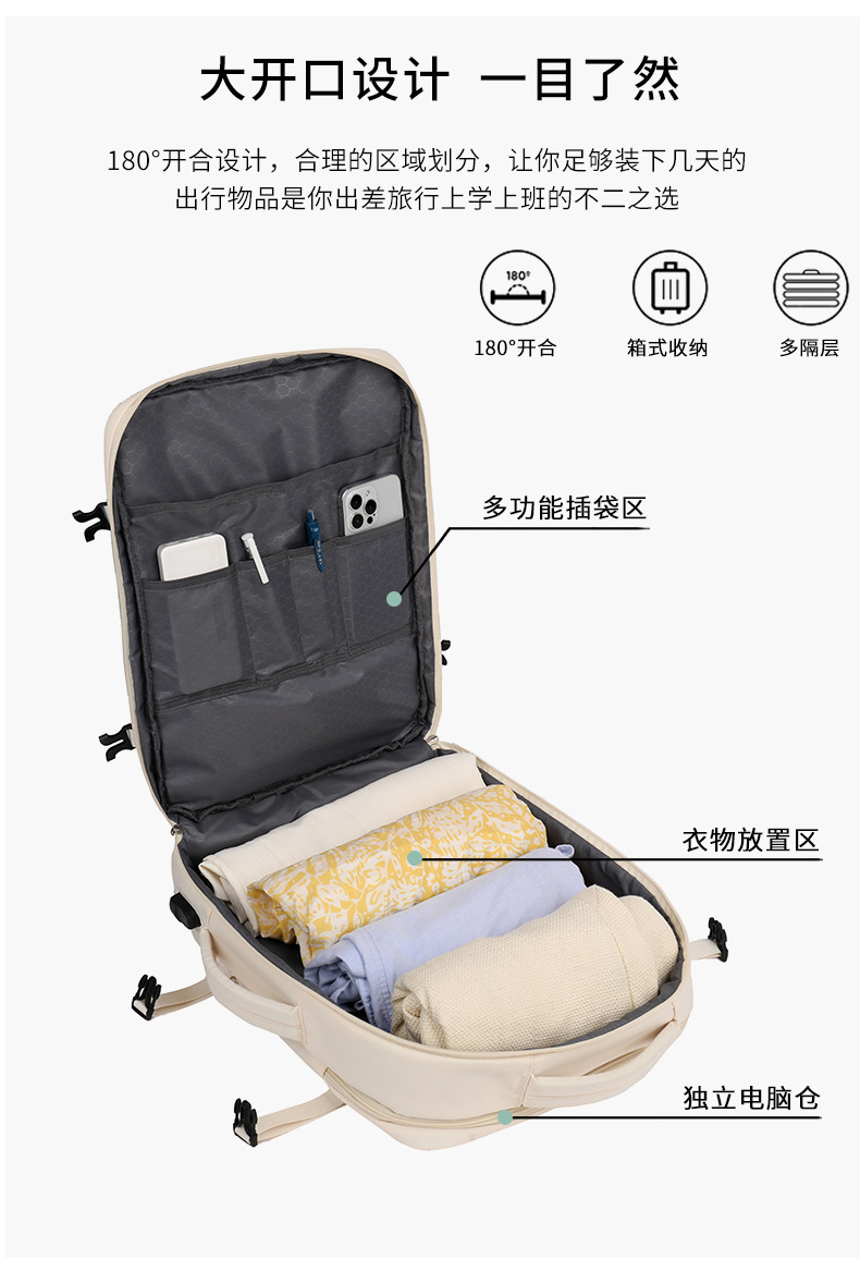2025 New cross-border casual backpack for both men and women, a multi-functional telescopic handle computer backpack pic 7