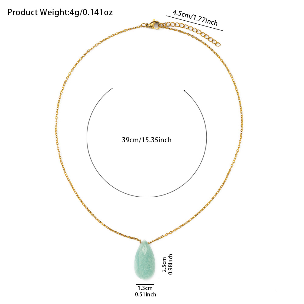 跨境热销新款时尚简约水滴天然石项链小众设计吊坠批发饰品项饰品详情10