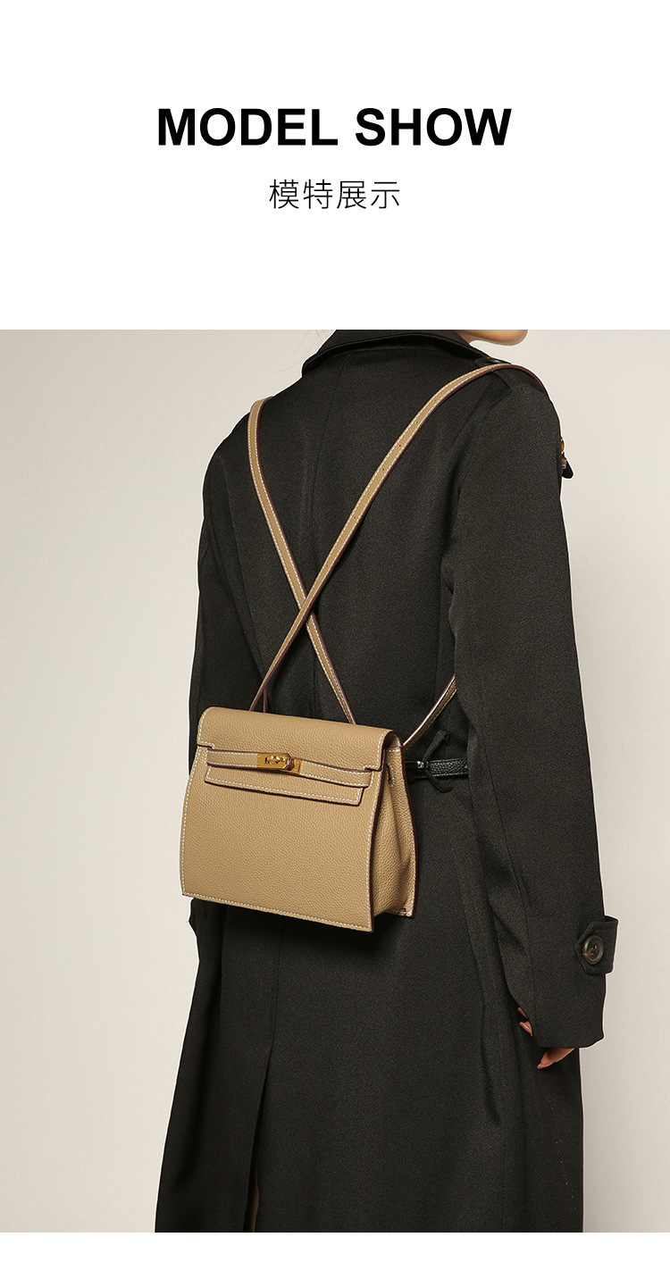 This is a new retro and trendy dance bag by Kelly, featuring a simple, classic and high-end look. It is a single-shoulder, hand-carry and crossbody bag with a lychee pattern pic 6