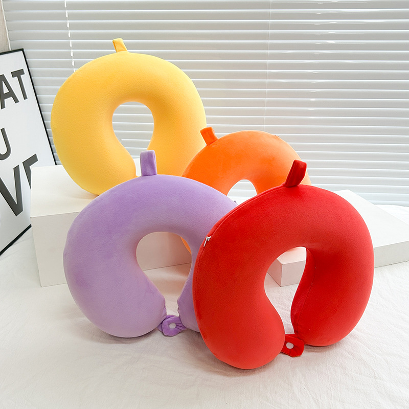 Solid-colored portable travel pillow for both men and women, simple and plain latex sleeping wonder, soft and slow rebound headrest wholesale pic 1