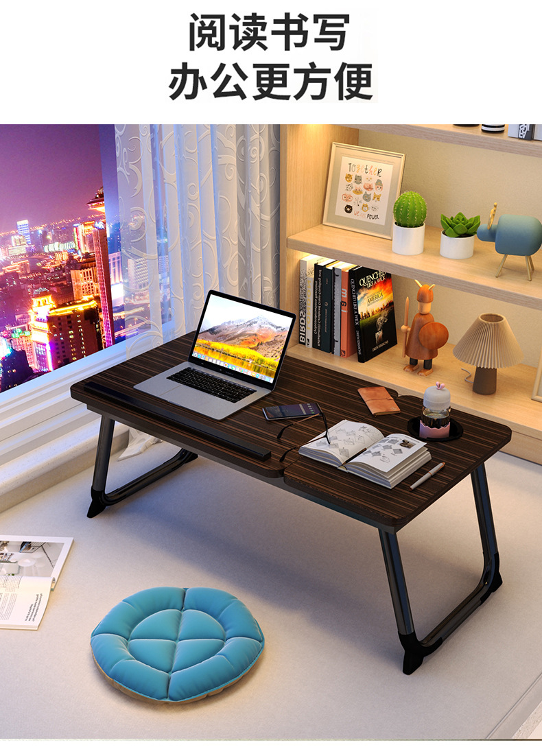 The small computer desk on the bed can be raised, lowered and folded. It is a home student writing desk for the bedroom and a lazy study desk for the dormitory pic 9