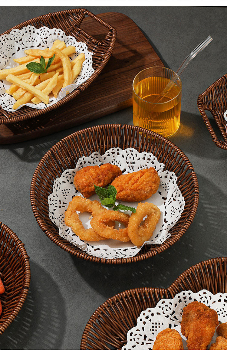 仿藤编托盘水果篮面包篮子油炸食品馒头框下午茶点心摆放盘小吃盘详情13