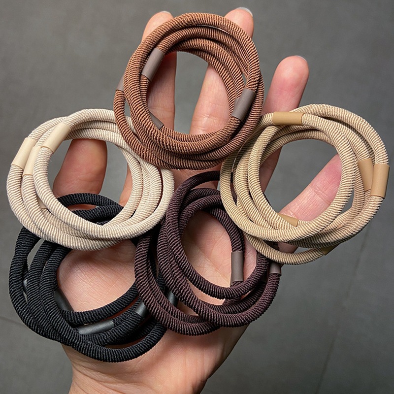 New Korean high-elasticity and durable rubber band, black basic hair band, bun hair rope, cute girl leather case pic 10
