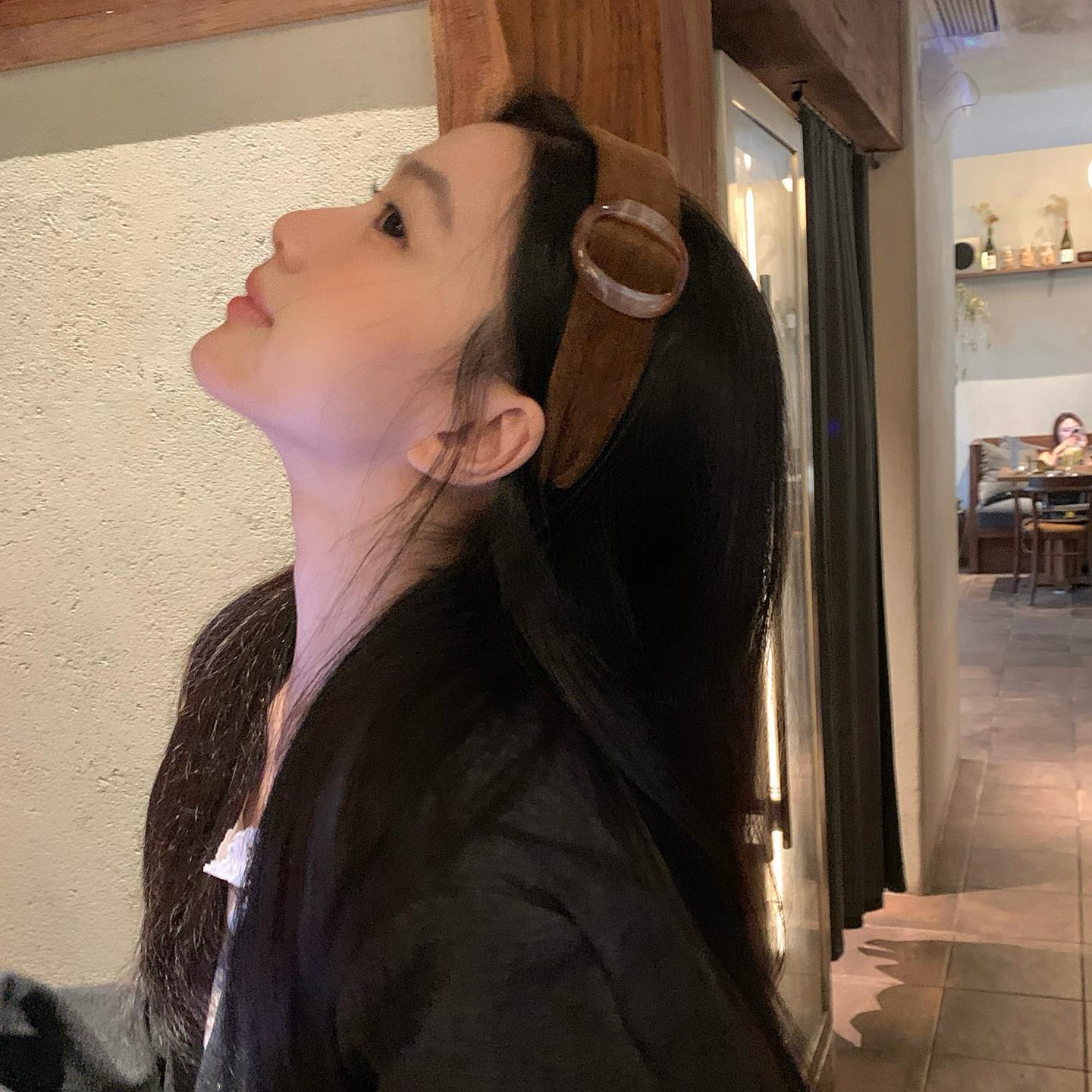 高分智感!美拉德玳瑁色圆环宽边发箍时尚复古高颅顶头箍外戴发饰详情6