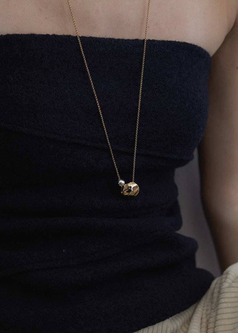 ins小众设计金银撞色小珠子项链女铜镀18k金冷淡风简约休闲毛衣链详情4