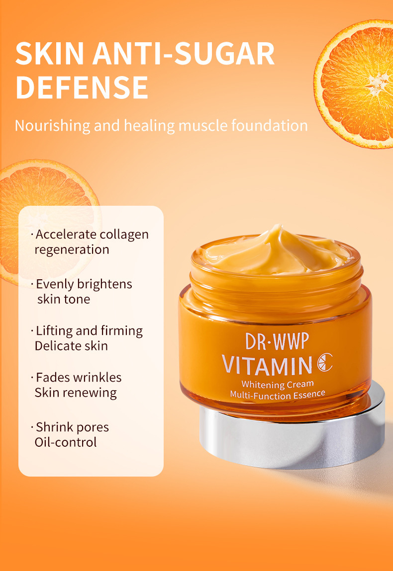 跨境VC精华霜收缩毛孔提亮抗皱紧致面霜50g外贸whitening cream详情8