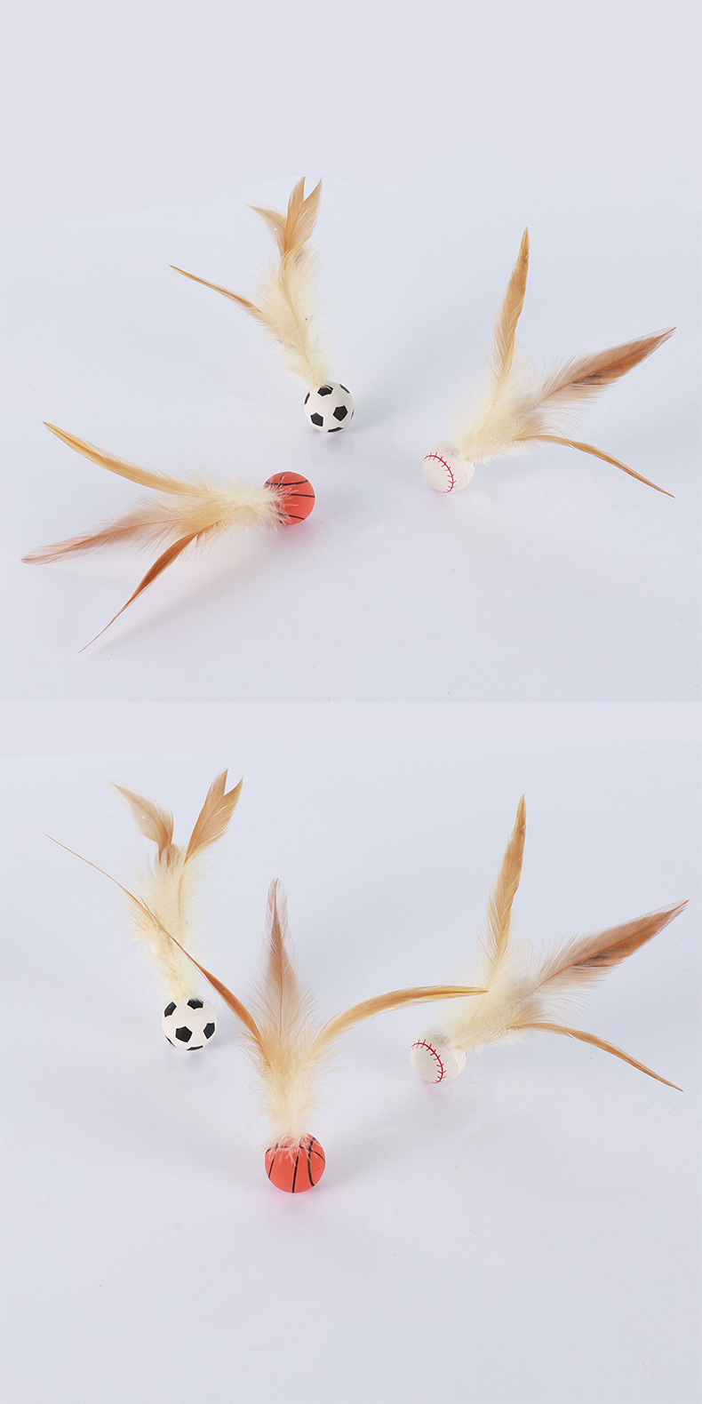 New cross-border internet-famous chicken feather rubber elastic ball feather throwing cat toy for self-entertainment and boredom pet toy pic 17