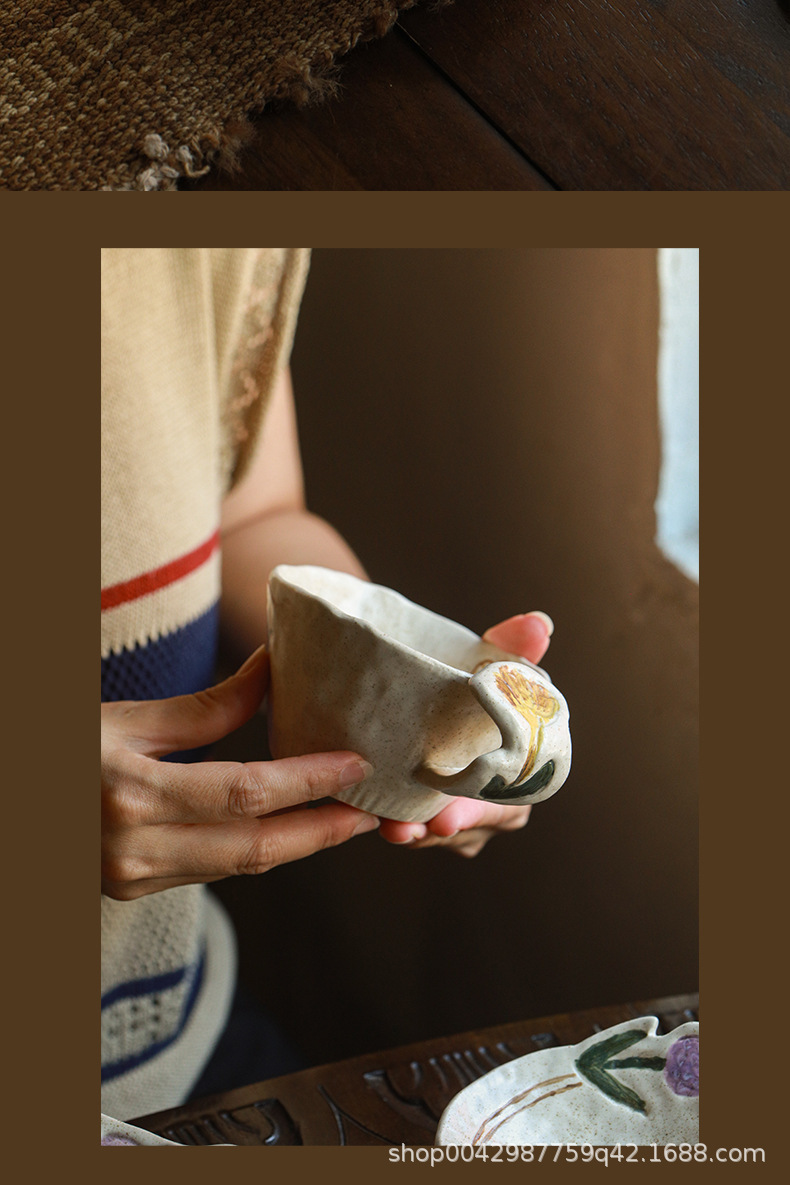 泥上花语复古陶瓷餐具果盘高颜值甜品盘家用搬家乔迁礼物釉下彩详情12