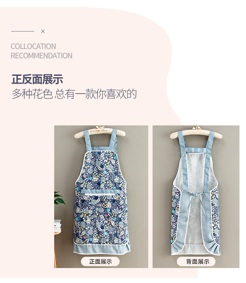 Home kitchen apron, stain-resistant and wear-resistant canvas, fresh and simple couple waists, restaurant work clothes, stain-resistant country style, sleeveless Korean style apron for women pic 2
