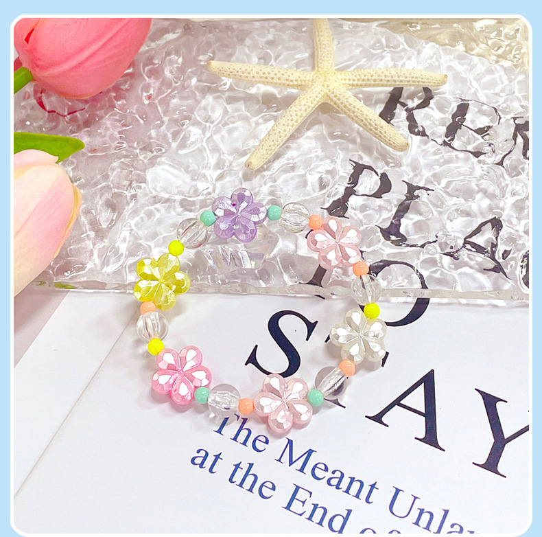 【可以】儿童可爱手链彩色亚克力串珠手环爱心蝴蝶结女孩手串手饰详情10