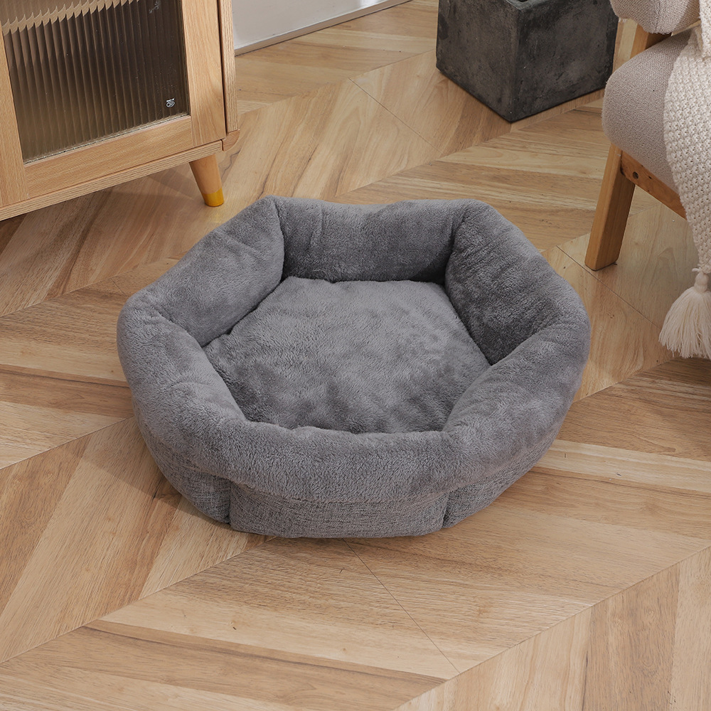Winter thickened plush pet sleeping beds that can be disassembled and washed, Arctic fleece upturned cat beds, thickened PP cotton dog beds wholesale pic 15
