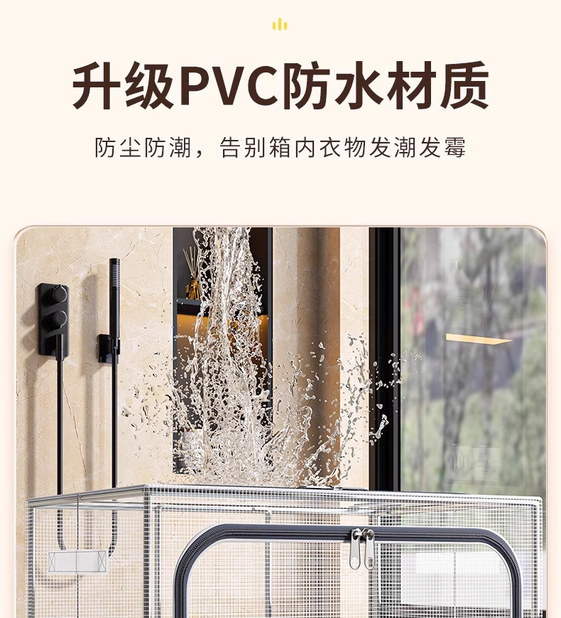 Transparent mesh storage box, household wardrobe, clothing organization box, waterproof and moisture-proof, super large capacity dormitory steel frame box pic 8