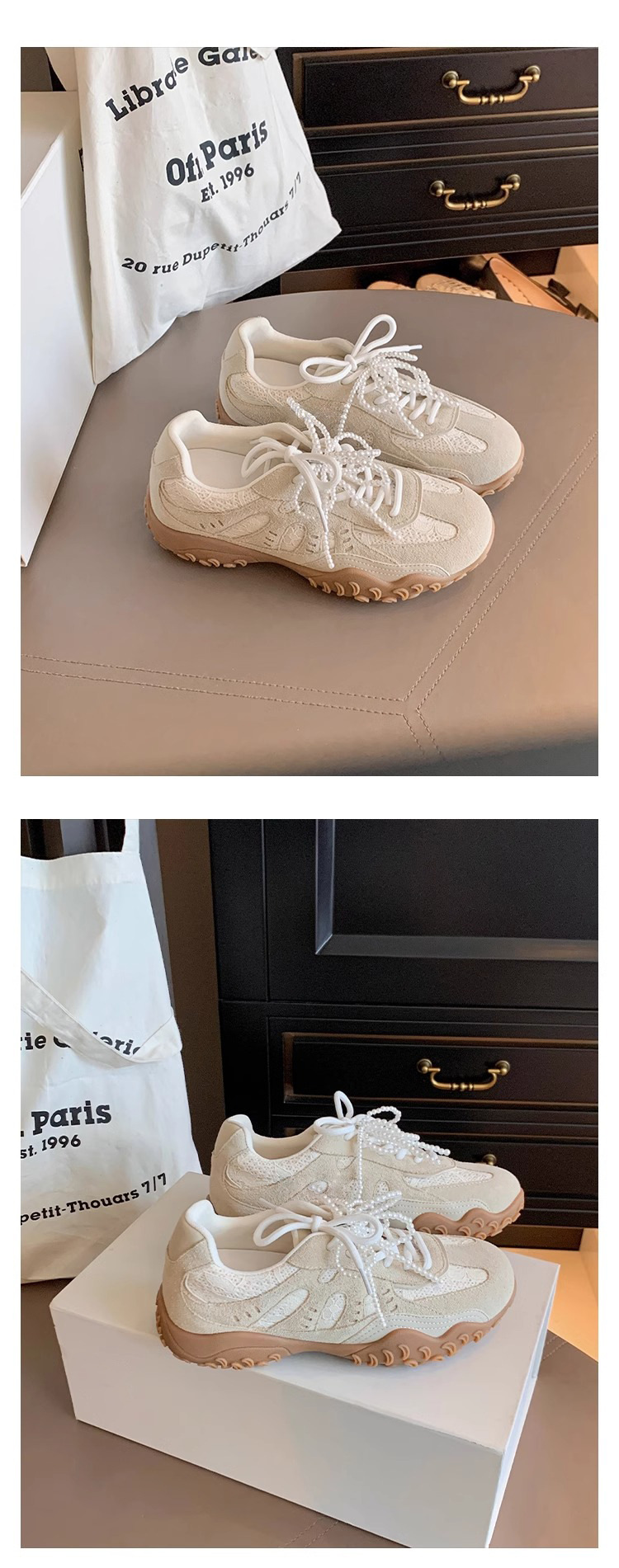 牛皮版源利通厚底运动鞋2025珍珠系带复古老爹鞋女内增高德训鞋女详情18