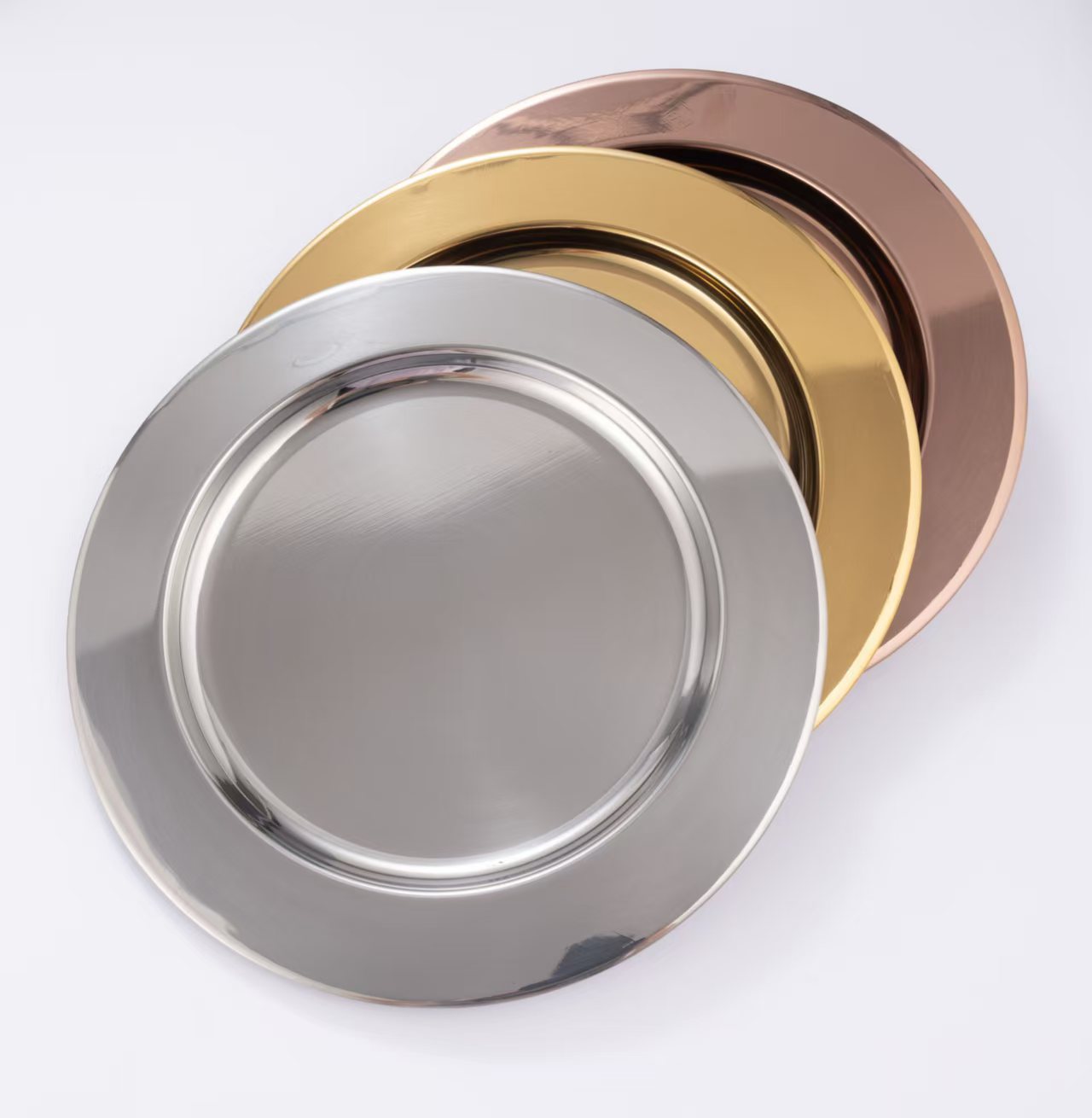 Stainless steel smooth plates, dinner plates, round flat plates, Western steak plates, restaurant bright pastry plates, cake plates pic 5